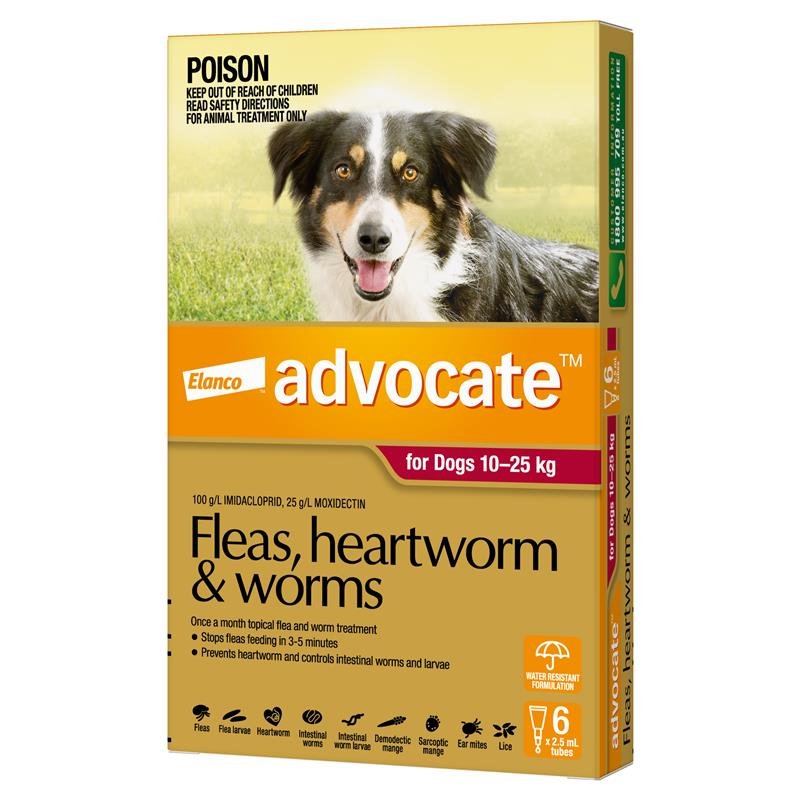 Advocate爱沃克 犬用体内外驱虫滴剂 10-25kg大型 6支