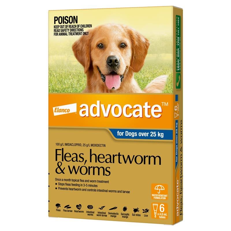 Advocate爱沃克 犬用体内外驱虫滴剂 25kg以上超大型 6支