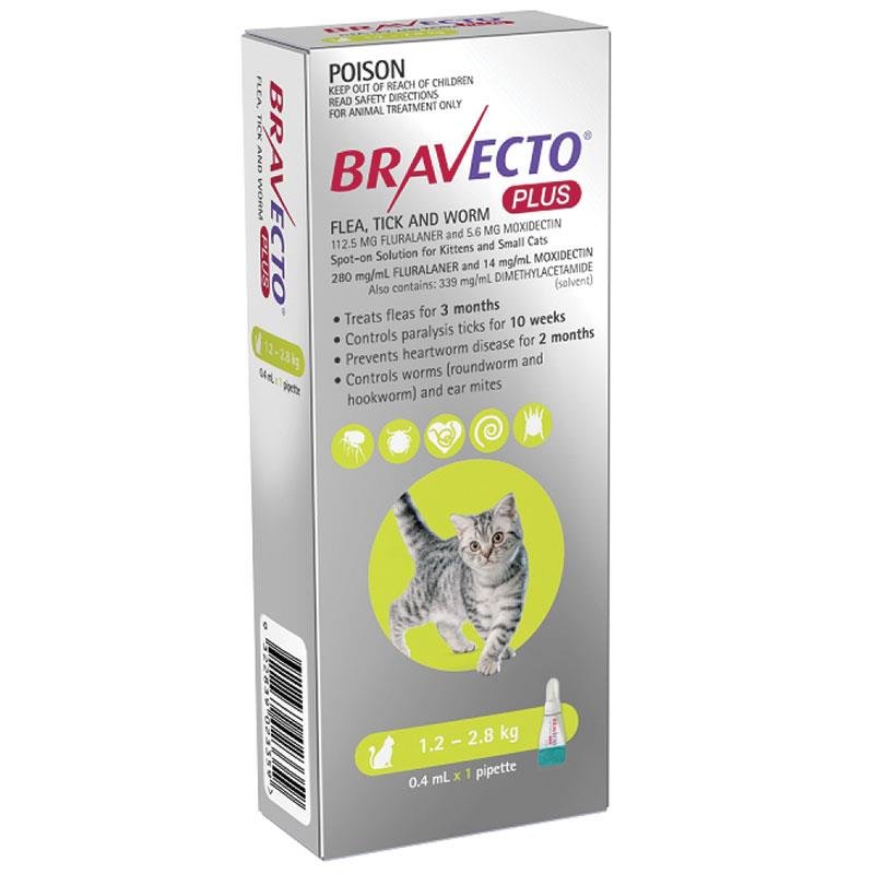 Bravecto超可信 Plus 猫用体内外驱虫滴剂 1.2-2.8kg