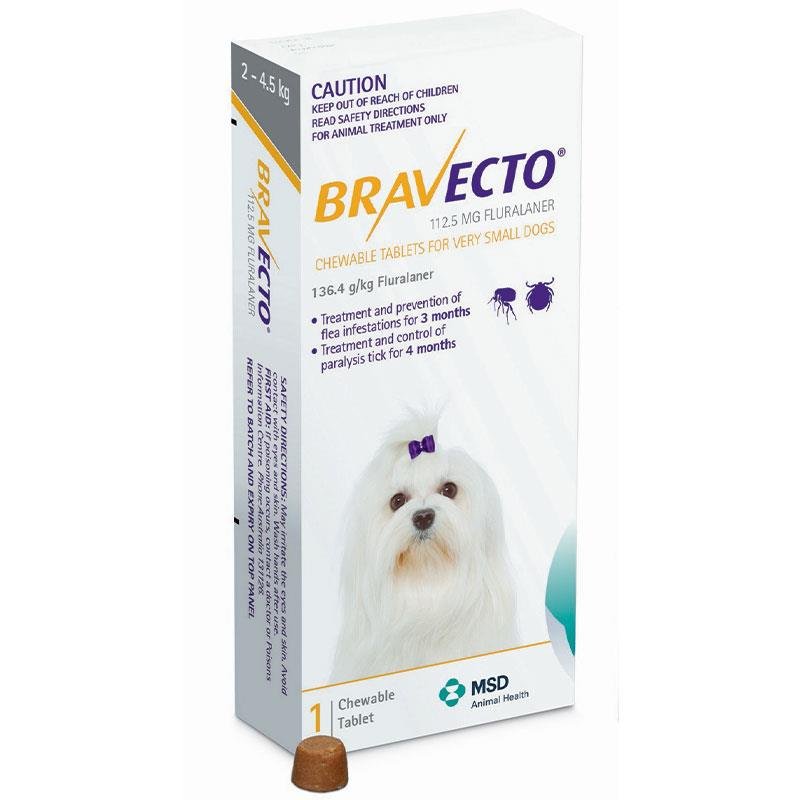 Bravecto超可信 犬用驱虫咀嚼片 黄色 2-4.5kg超小型犬
