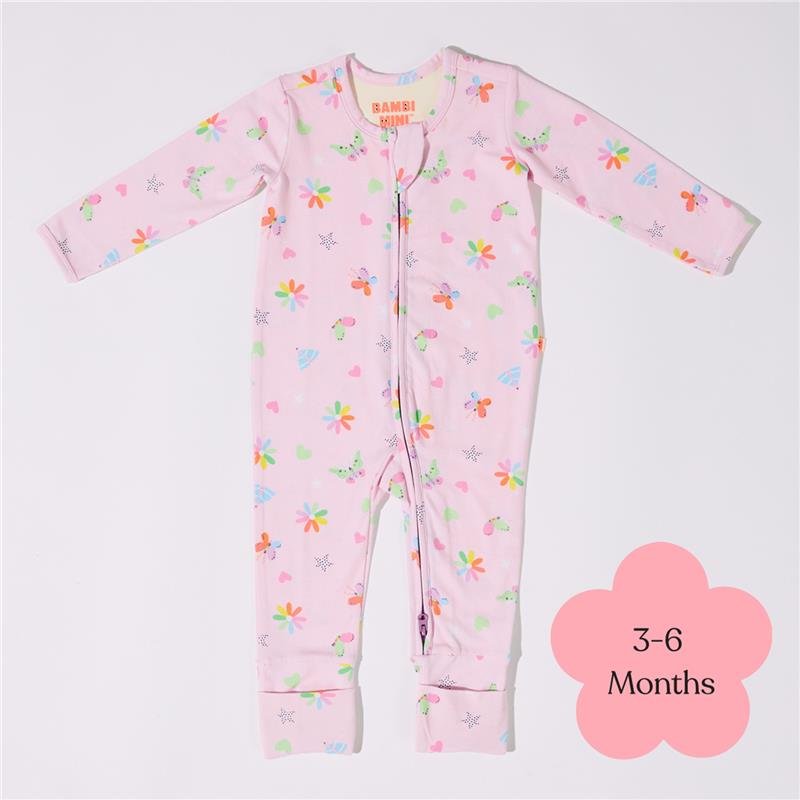 Bambi Mini Co. 婴儿连体睡衣 3-6个月 粉色 Festival Bloom