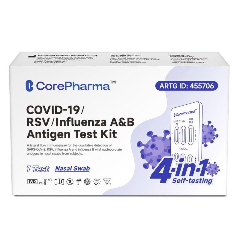 Corepharma 新冠/RSV/甲乙型流感四合一抗原自测试剂盒 1人份