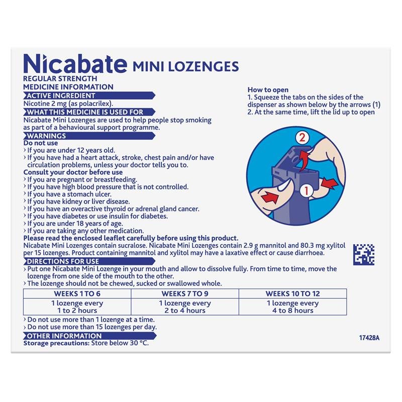 Nicabate Minis 尼古丁迷你含片 2mg 120粒