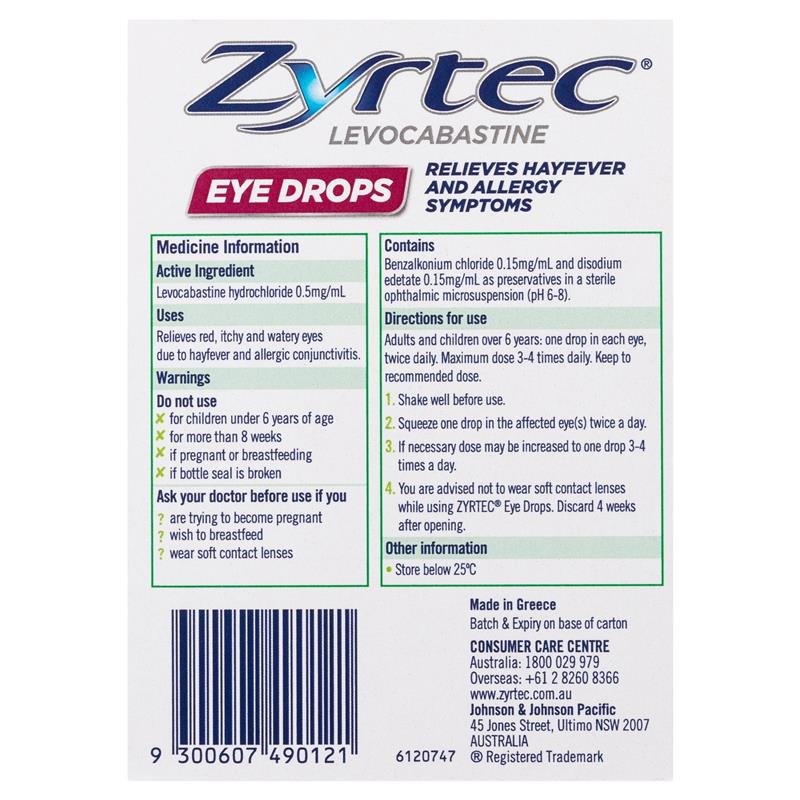Zyrtec 仙特明 抗过敏眼药水 4ml