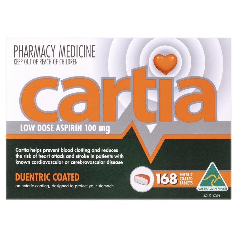 Cartia 阿司匹林肠溶片 100mg 168片