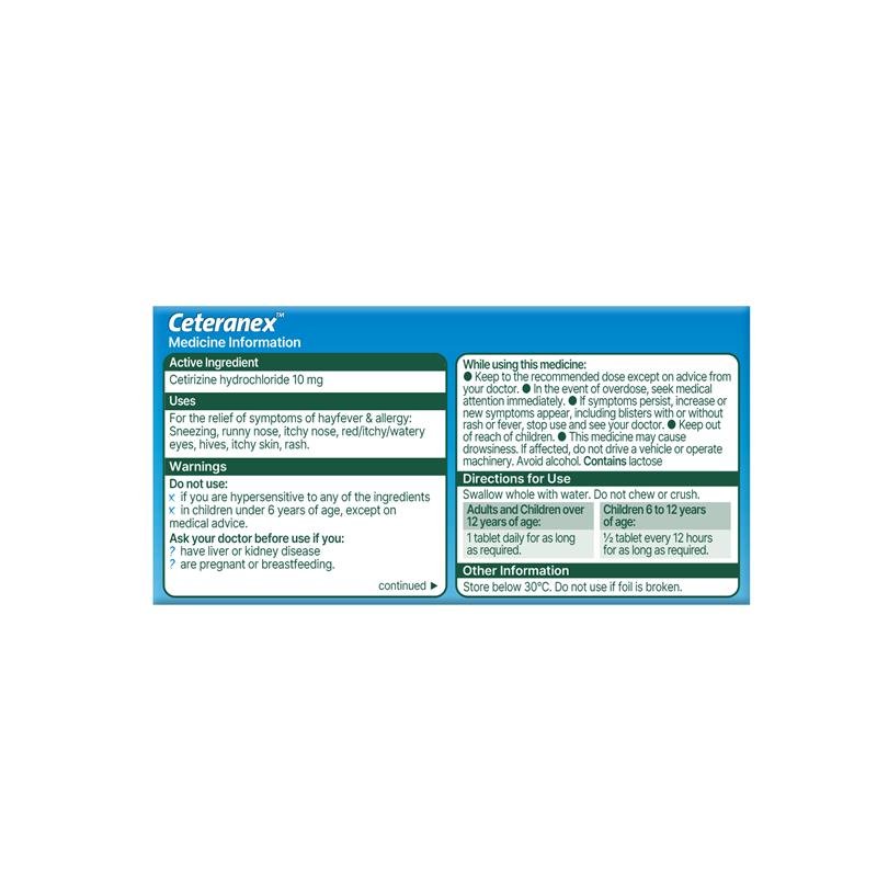 Ceteranex 西替利嗪抗过敏片 70片