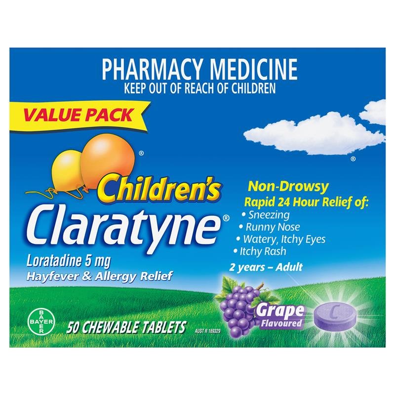 开瑞坦 Claratyne 儿童抗过敏咀嚼片 葡萄味 50片
