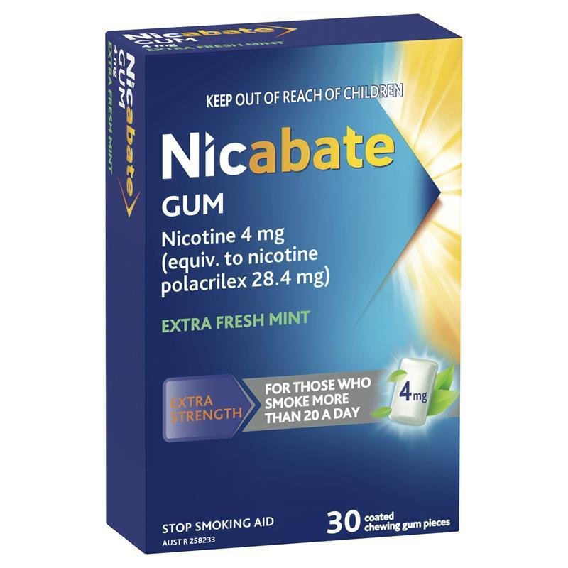 Nicabate 尼古丁戒烟咀嚼胶 特强薄荷味 4mg 30粒