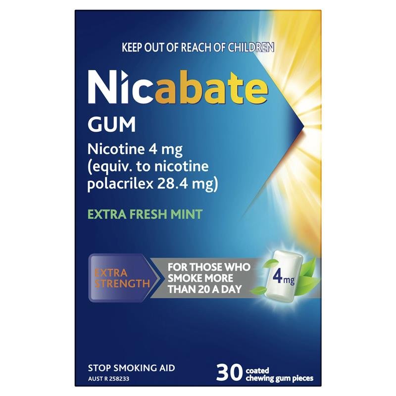 Nicabate 尼古丁戒烟咀嚼胶 特强薄荷味 4mg 30粒