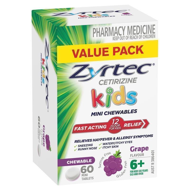 Zyrtec 仙特明 儿童抗过敏咀嚼片 葡萄味 60片