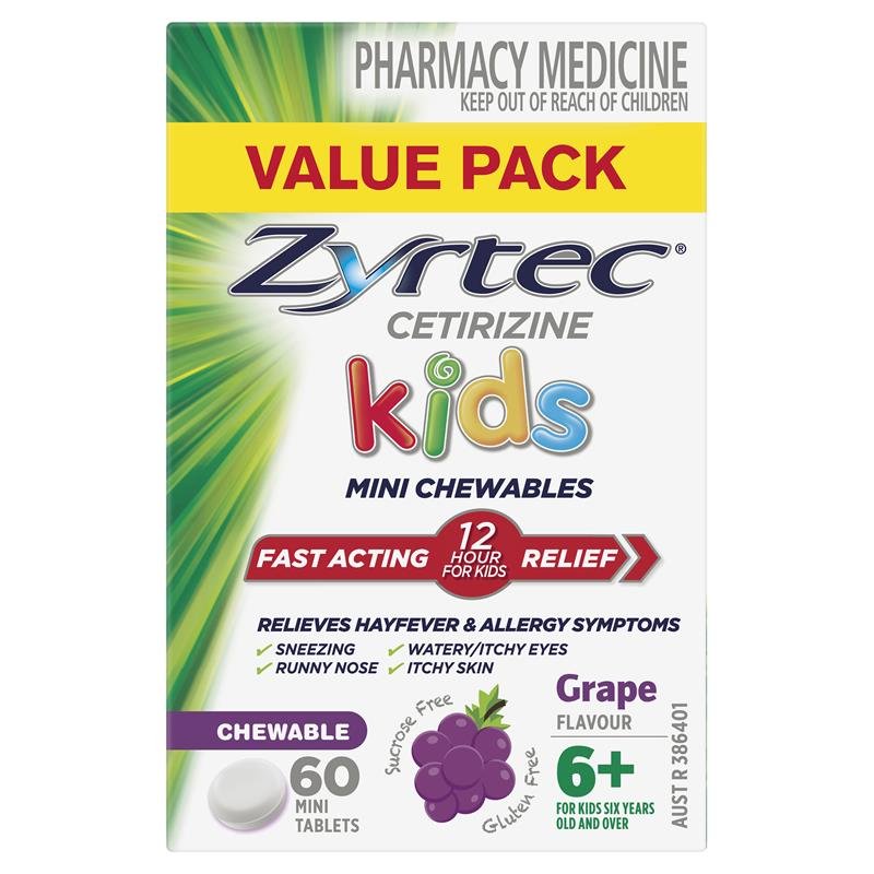 Zyrtec 仙特明 儿童抗过敏咀嚼片 葡萄味 60片
