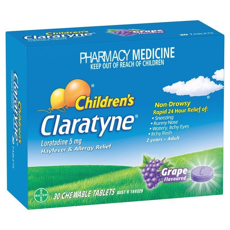 Claratyne 开瑞坦 儿童抗过敏鼻敏感咀嚼片 葡萄味 30片