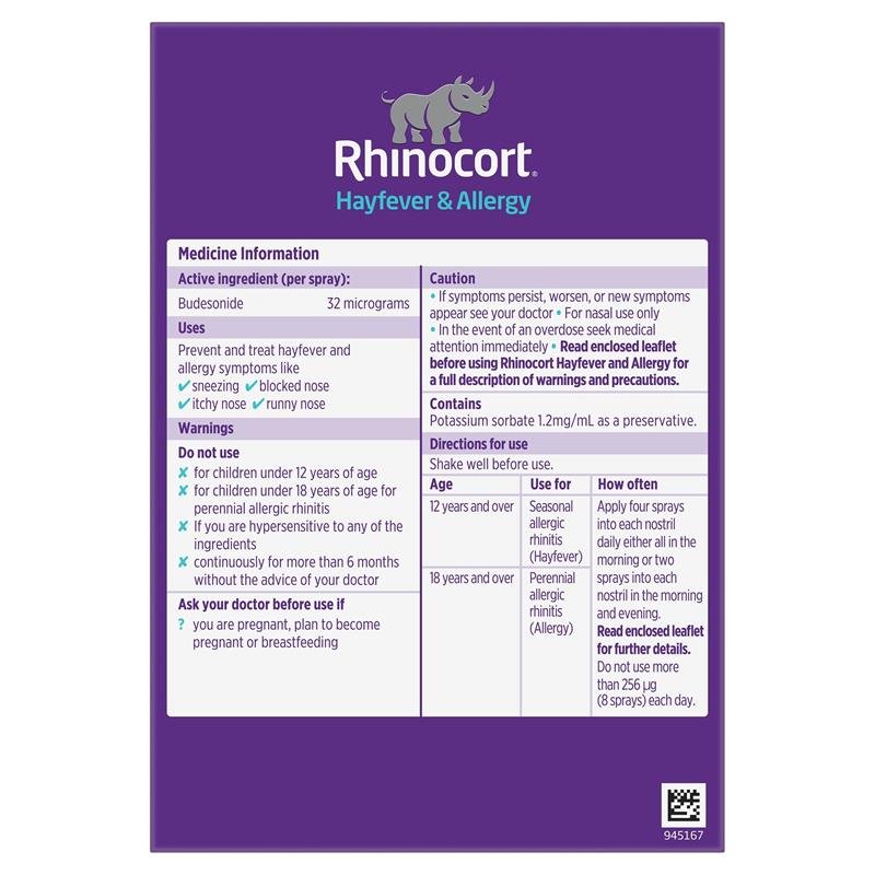 Rhinocort 雷诺考特 花粉症鼻用喷雾 32mcg 240喷