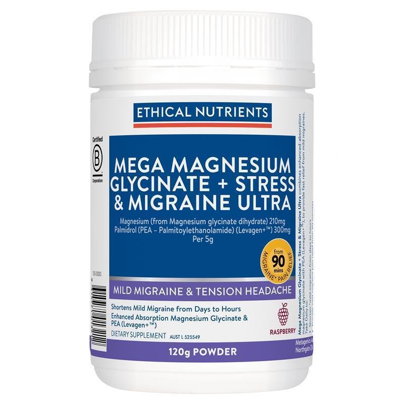 Ethical Nutrients 甘氨酸镁 Stress & Migraine Ultra 冲调粉 120g