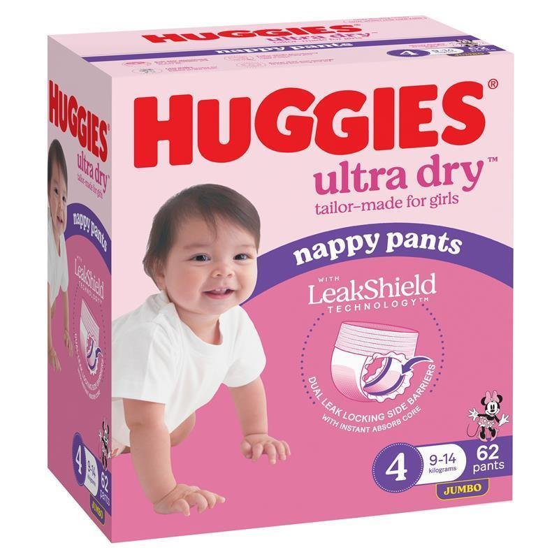 Huggies 好奇 Ultra Dry 女宝拉拉裤 4号 (9-14kg) 62片
