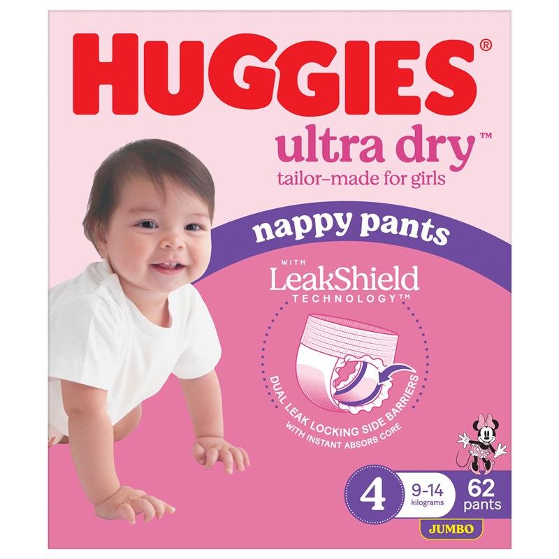 Huggies 好奇 Ultra Dry 女宝拉拉裤 4号 (9-14kg) 62片