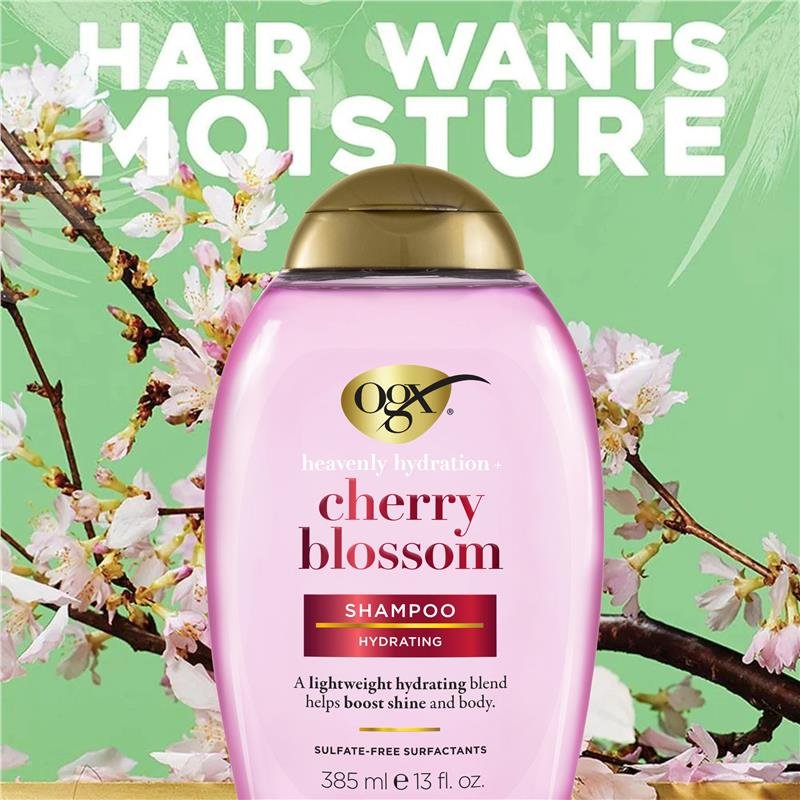 Ogx Heavenly Hydration + Shine Cherry Blossom Shampoo For Thin And Fine Hair 385mL