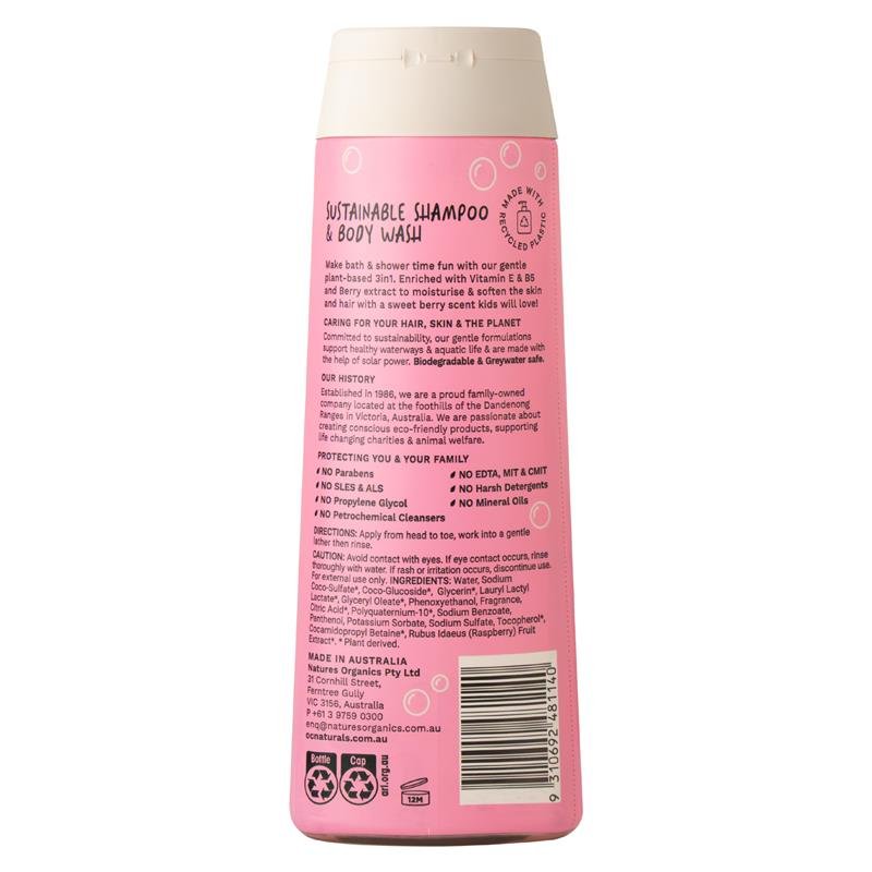 Organic Care Kids 3in1 Shampoo Conditioner Body Wash Berry Bliss 400ml