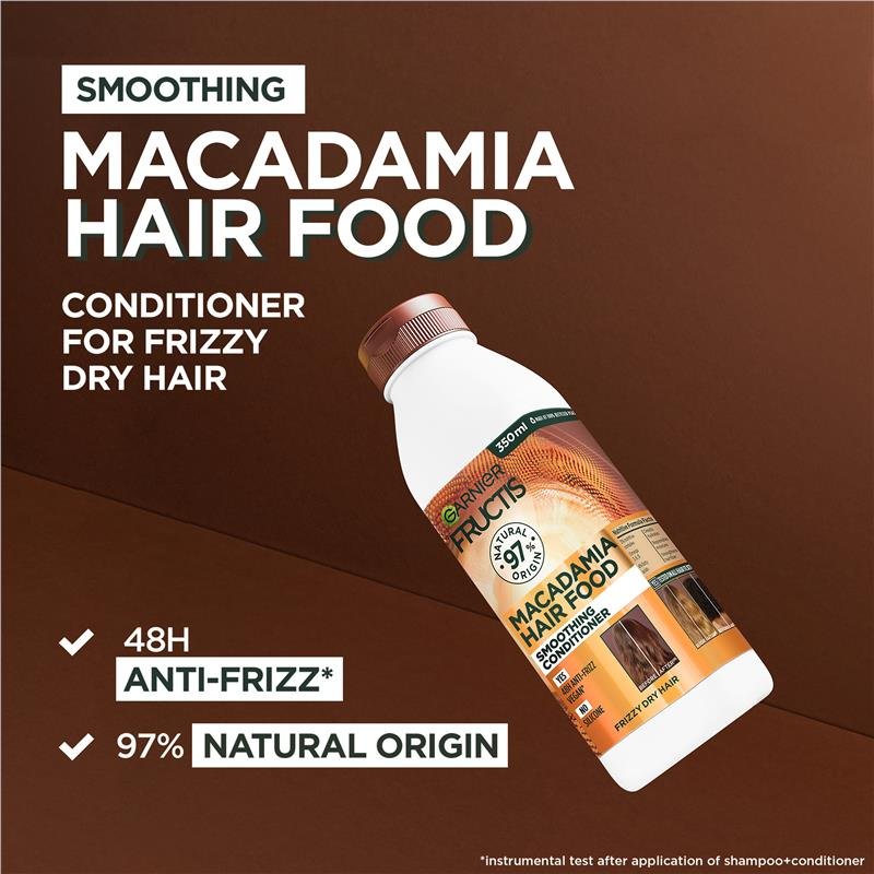 Garnier Fructis Hair Food Smoothing Macadamia Conditioner For Unruly Hair 350ml