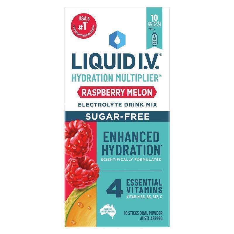 Liquid I.V. Hydration Sugar Free Raspberry Melon 10 Sachets