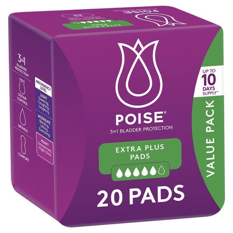 Poise Incontinence Pads Extra Plus 20 Pack