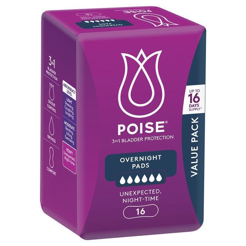 Poise Incontinence Pads Overnight 16 Pack