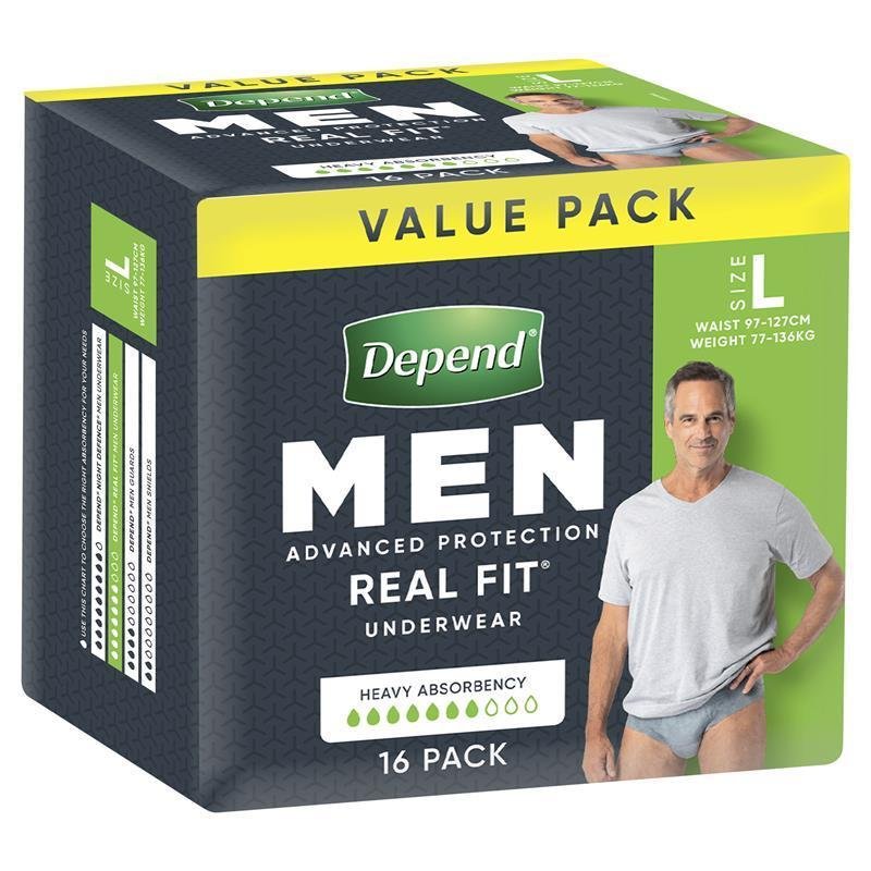 Depend Real Fit for Men Incontinence Underwear Large 16 Pack