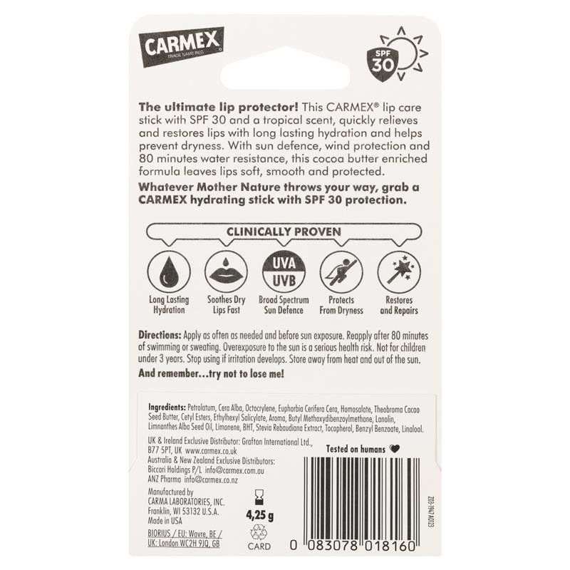 Carmex Lip Balm Tropical Click Stick SPF 30 4.25g
