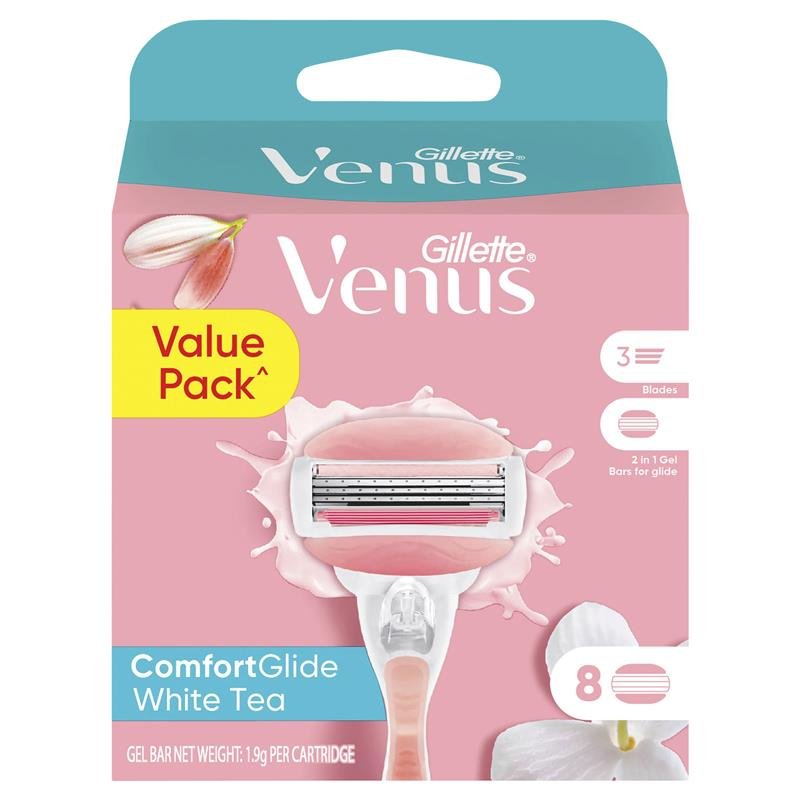 Gillette Venus Comfort Glide White Tea Blade Refills 8 Pack