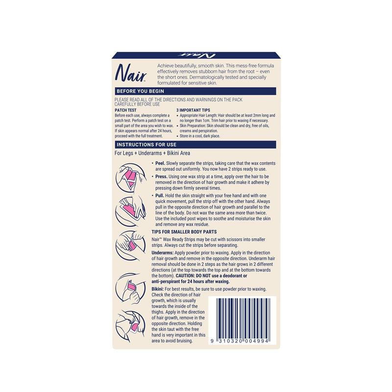 Nair Sensitive Large Wax Strips 20 Strips