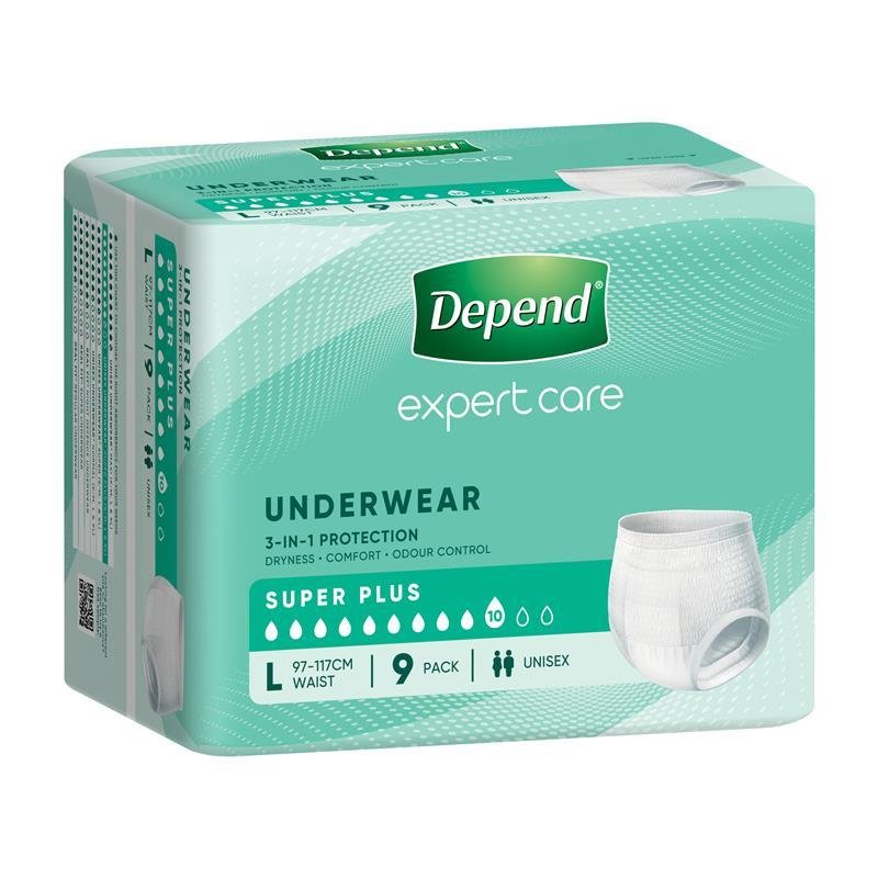 Depend Expert Care Incontinence Underwear Super Plus Large 9 Pack