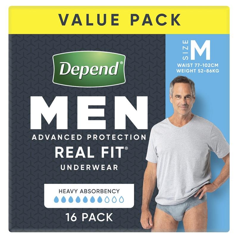 Depend Real Fit for Men Incontinence Underwear Medium 16 Pack