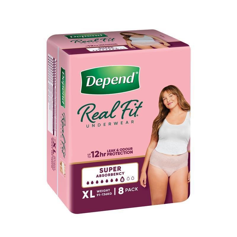 Depend Real Fit 女士贴身失禁内裤 超强吸收 加大码 XL 8条装