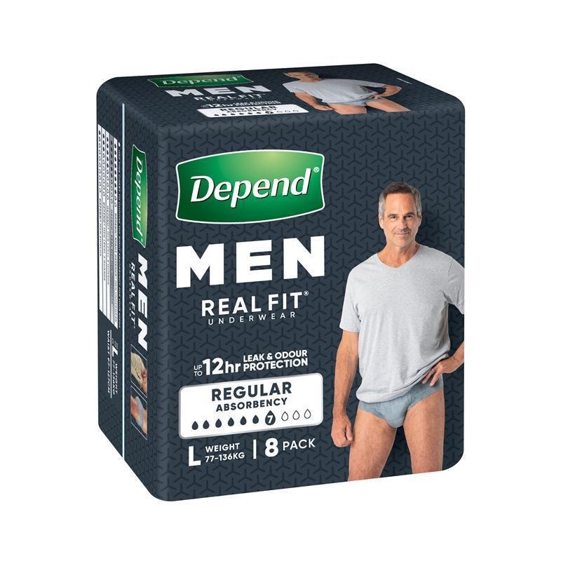 Depend Real Fit for Men Incontinence Underwear Medium 8 Pack