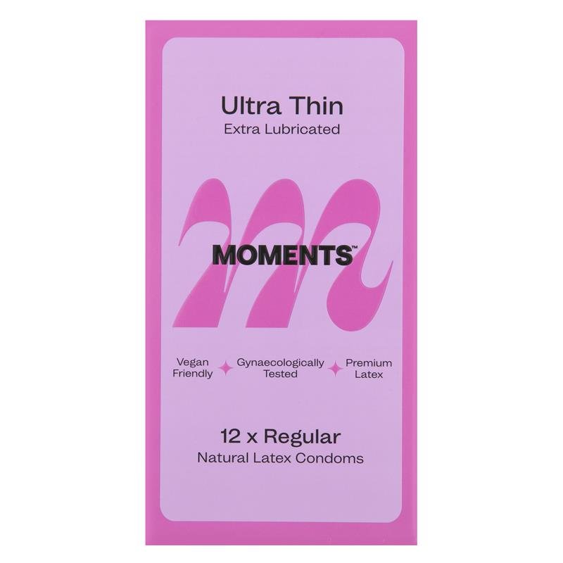 Moments Ultra Thin Regular Extra Lubricated Condoms 12 Pack