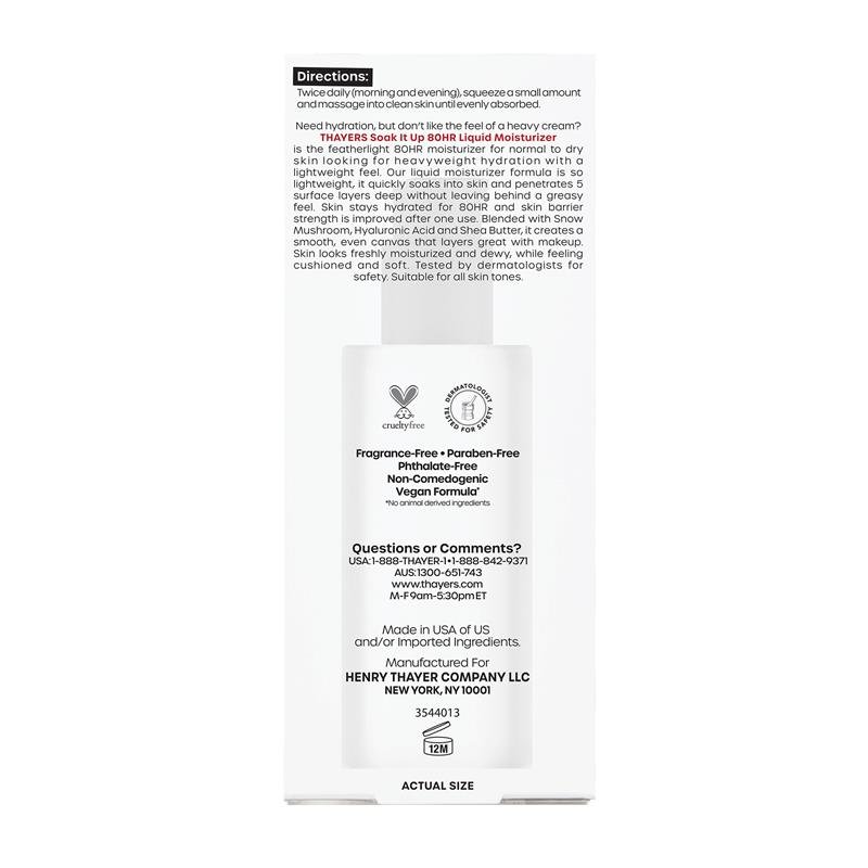 Thayers Soak It Up 80 Hour Liquid Facial Moisturiser 75ml 