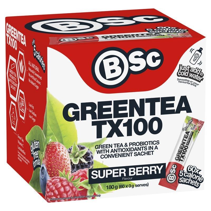 BSc Green Tea TX100 Super Berry 60 x 3g Serve NEW