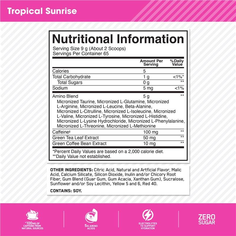 Optimum Nutrition Amino Energy 氨基酸冲剂 热带日出 Tropical Sunrise 味 65份 585g