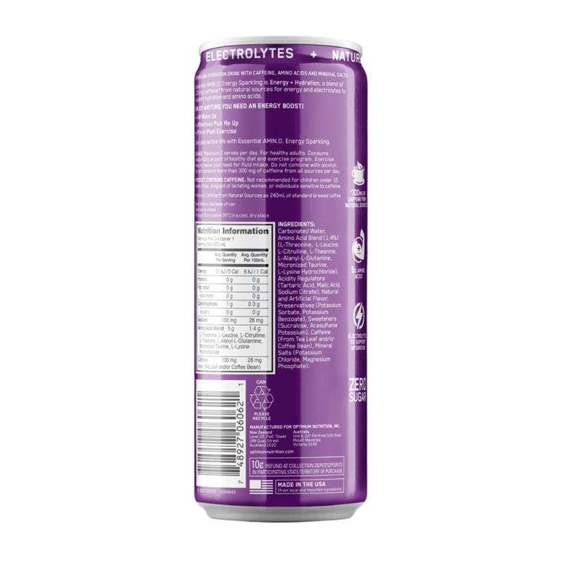 Optimum Nutrition Amino Energy 气泡氨基酸+电解质饮料 葡萄 Grape 味 355ml