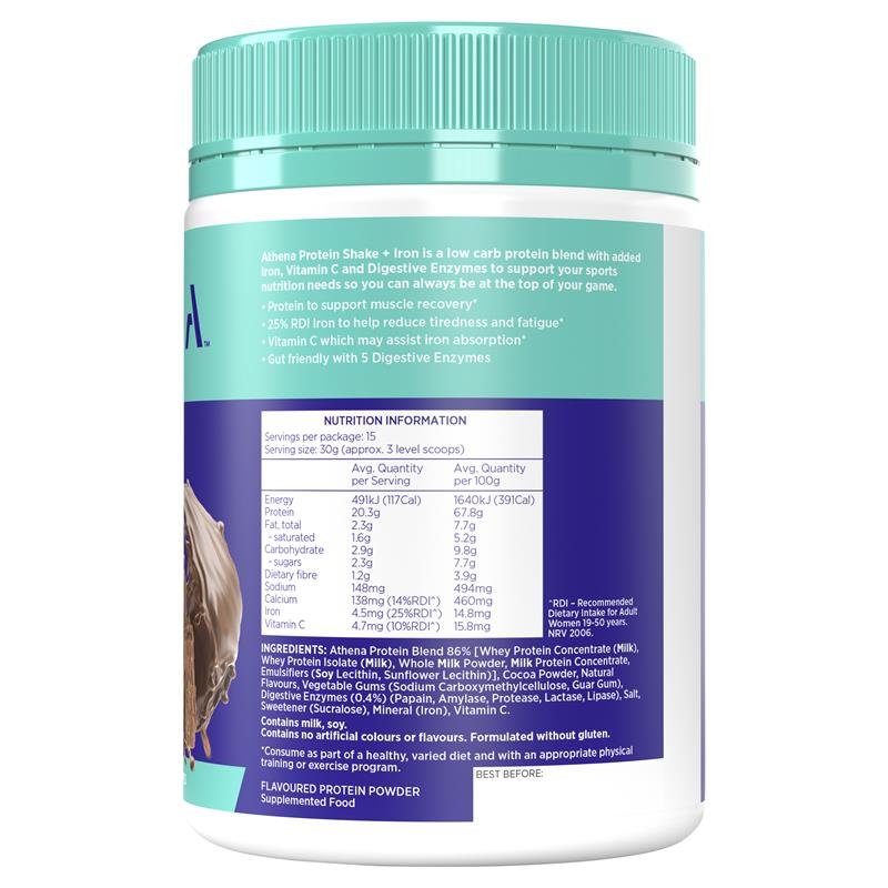 Athena 女性蛋白粉 含铁 巧克力味 450g