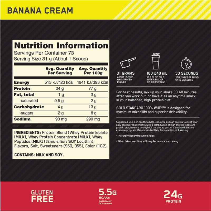 欧普特蒙 Optimum Nutrition 金标乳清蛋白粉 香蕉味 2.27kg