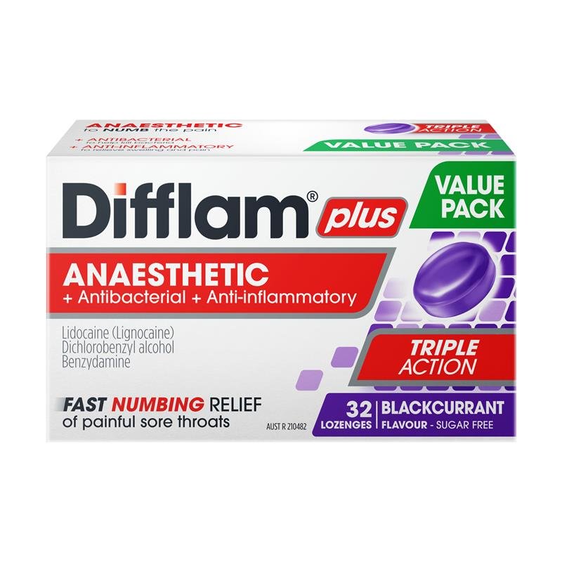 Difflam Plus 三重作用 黑加仑味含片 32粒