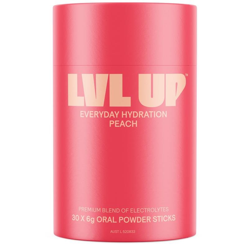 Lvl Up Everyday Hydration Sticks Peach 30 Pack