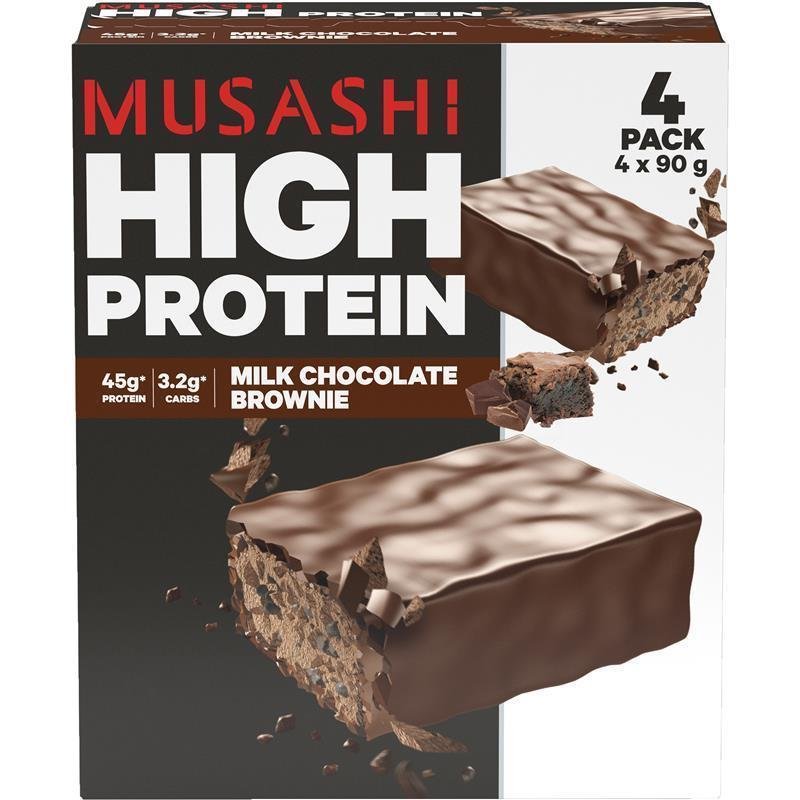 Musashi High Protein Bar Choc Brownie 90g 4 Pack