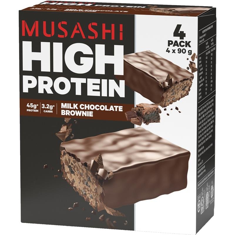 Musashi High Protein Bar Choc Brownie 90g 4 Pack