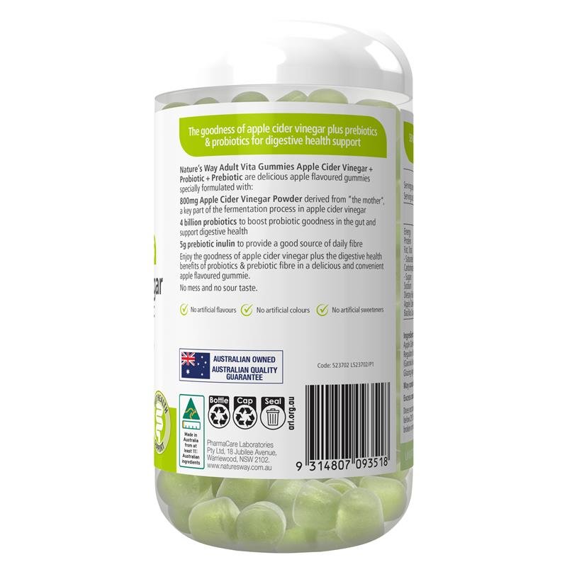 Nature's Way 成人苹果醋+益生菌+益生元软糖 苹果味 90粒(成人)