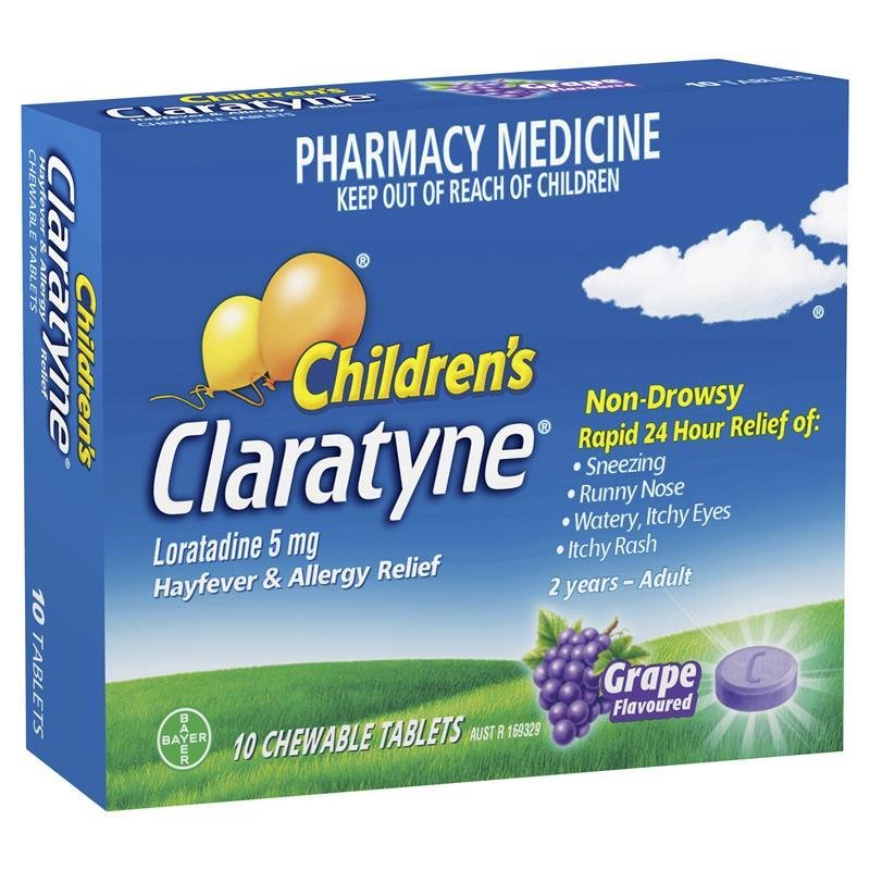 Children's Claratyne 儿童开瑞坦抗过敏咀嚼片 葡萄味 10片(2岁以上)