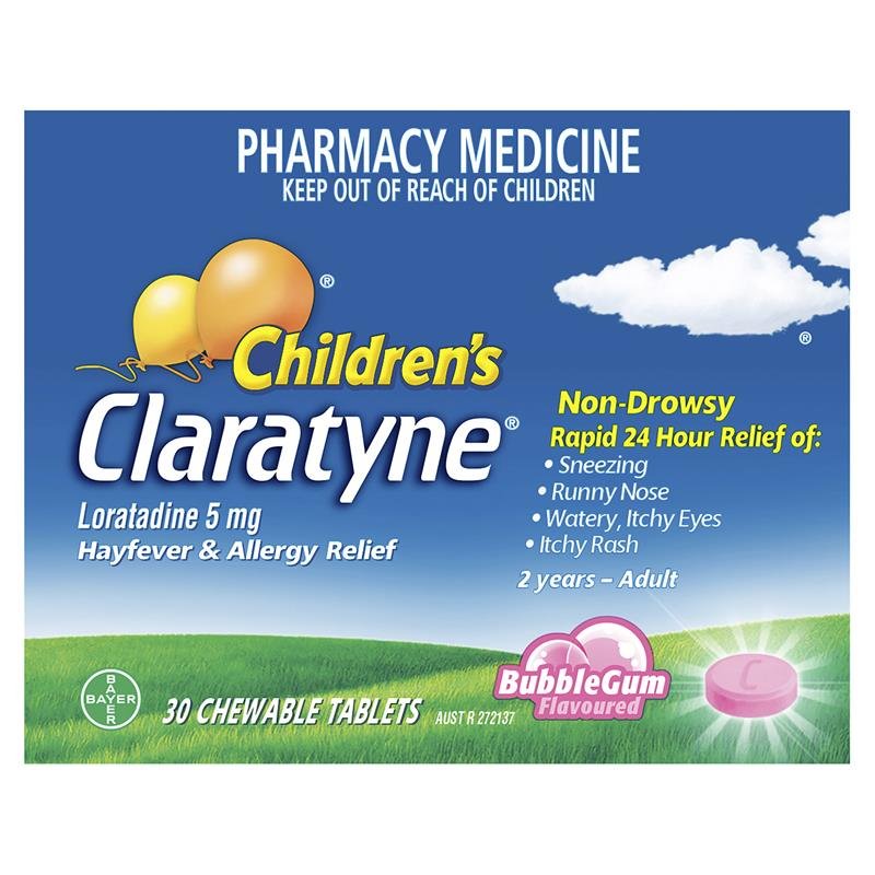 Children's Claratyne 儿童开瑞坦抗过敏咀嚼片 泡泡糖味 30片(2岁以上)