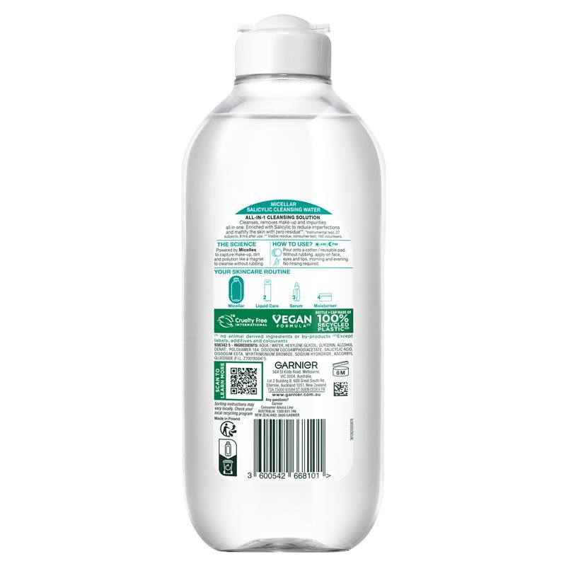Garnier 卡尼尔 水杨酸卸妆洁颜水 400ml