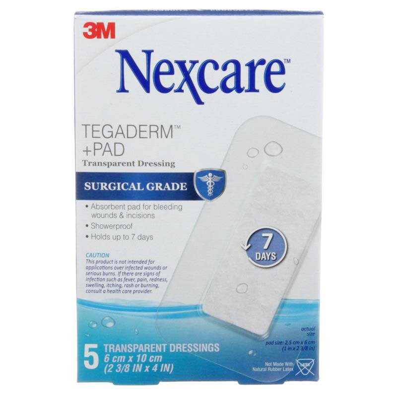 Nexcare Tegaderm+Pad Transparent Dressing 6cm x 10cm 5 Pack